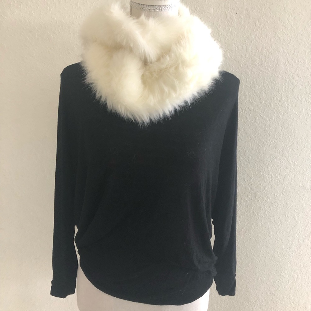 Cream Soft Cozy Fluffy Infinity Scarf - Picture 5 of 6